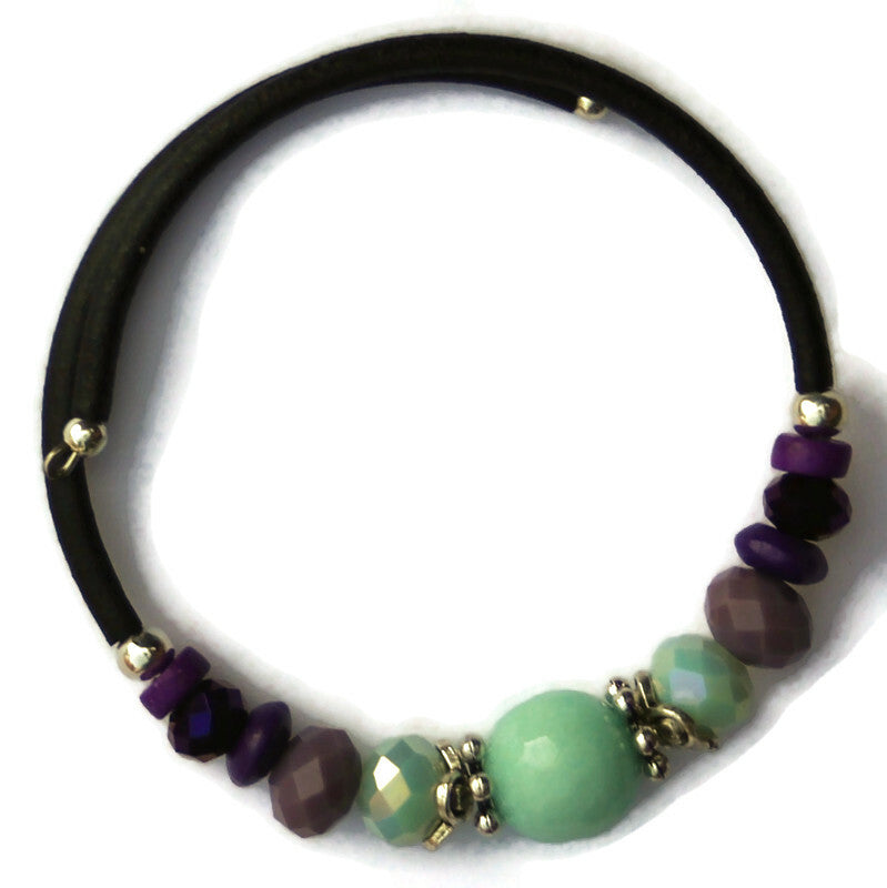 Wrap Bracelet & Earrings Set - Seafoam Riverstone