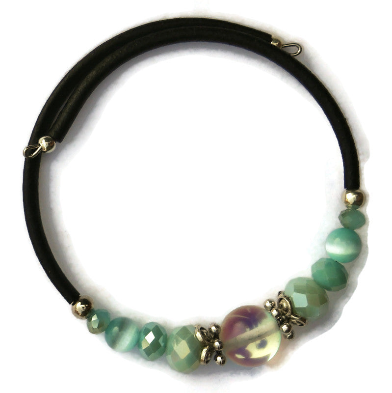 Wrap Bracelet - Rainbow Glow Glass