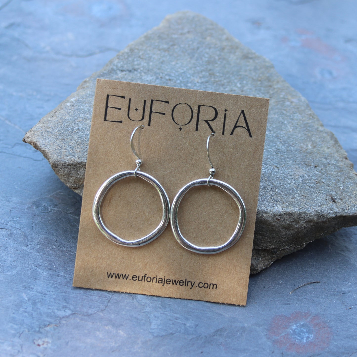 Organic Open Silver Circles Earrings