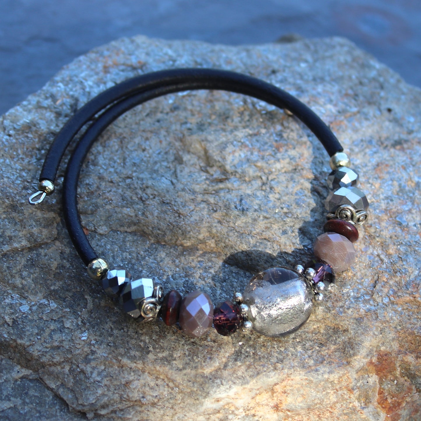 Wrap Bracelet - Gray Foil Glass