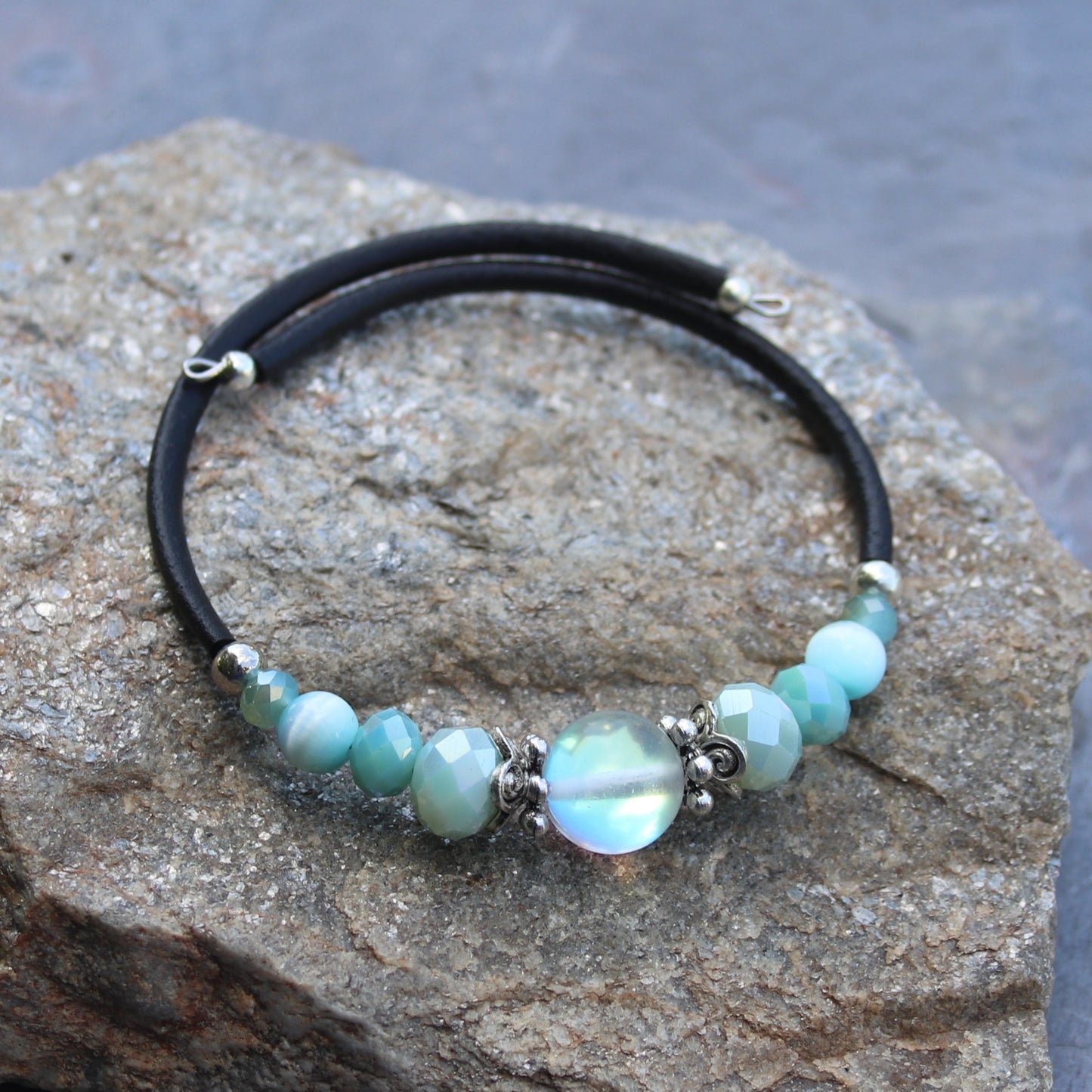 Wrap Bracelet - Rainbow Glow Glass