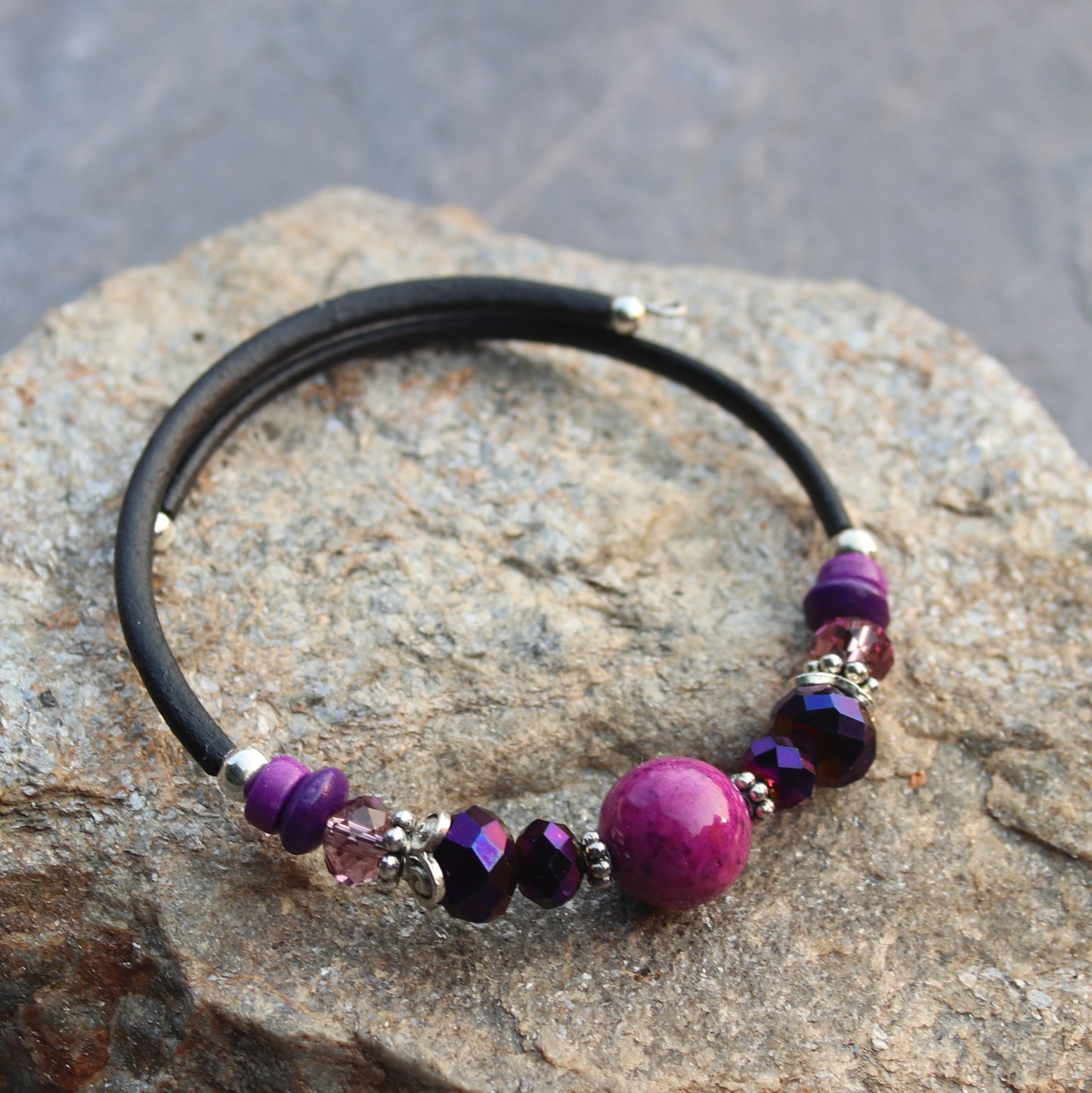Wrap Bracelet - Plum Riverstone