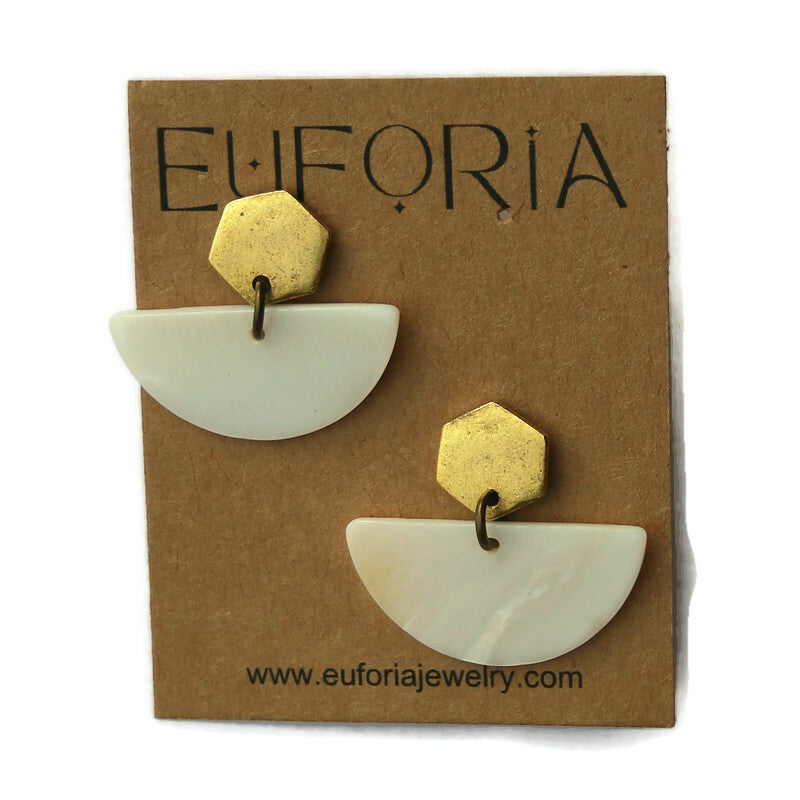 Shell half circle post earrings