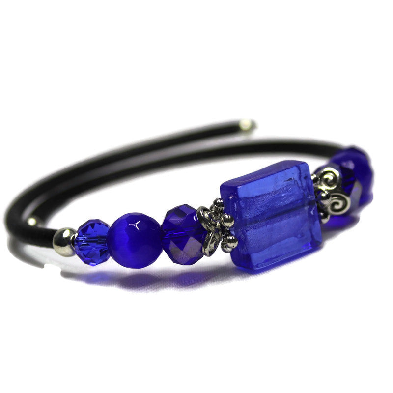 Wrap Bracelet - Cobalt Silver Foil Glass