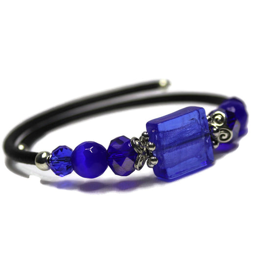 Wrap Bracelet - Cobalt Silver Foil Glass
