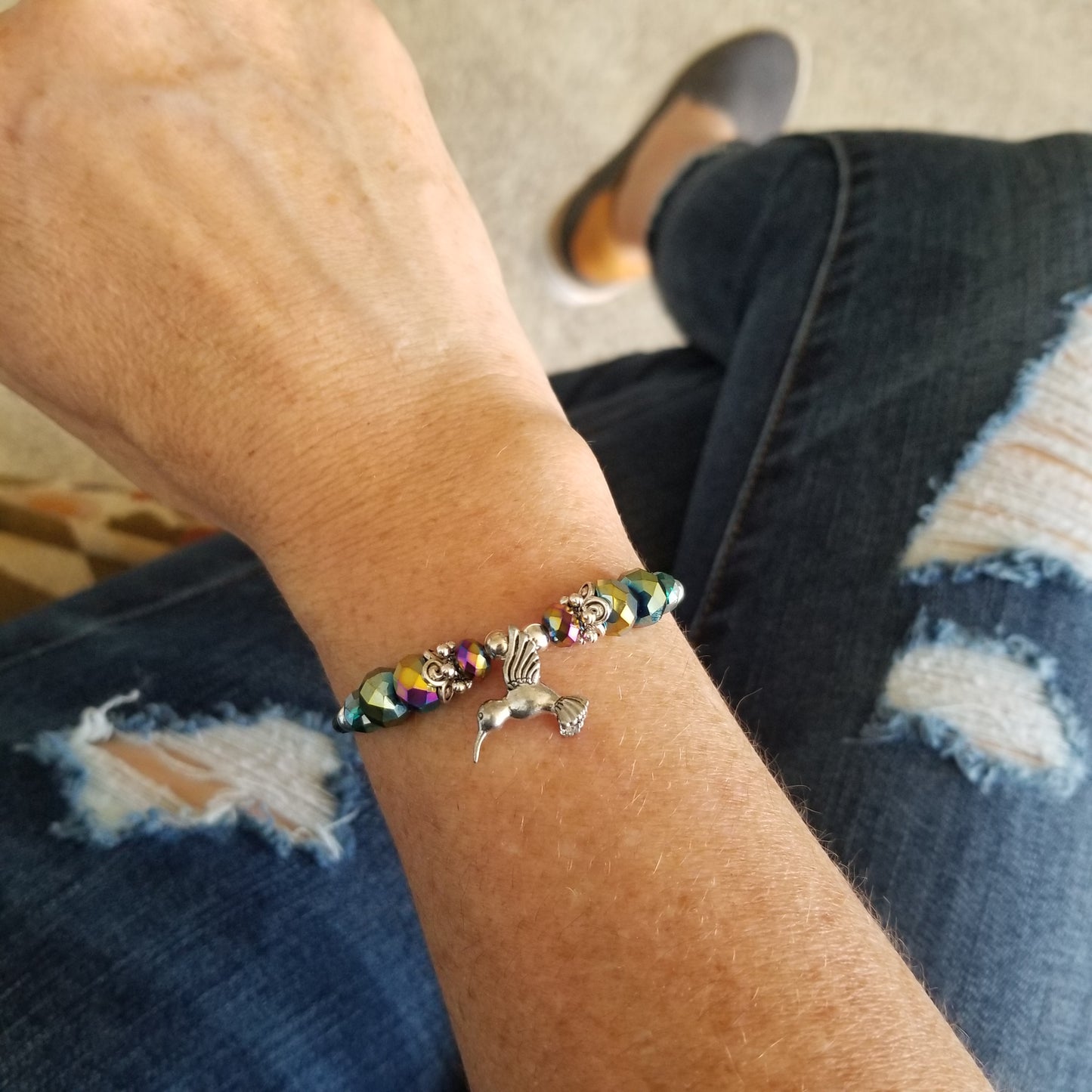 Wrap Bracelet & Earring Set - Hummingbird