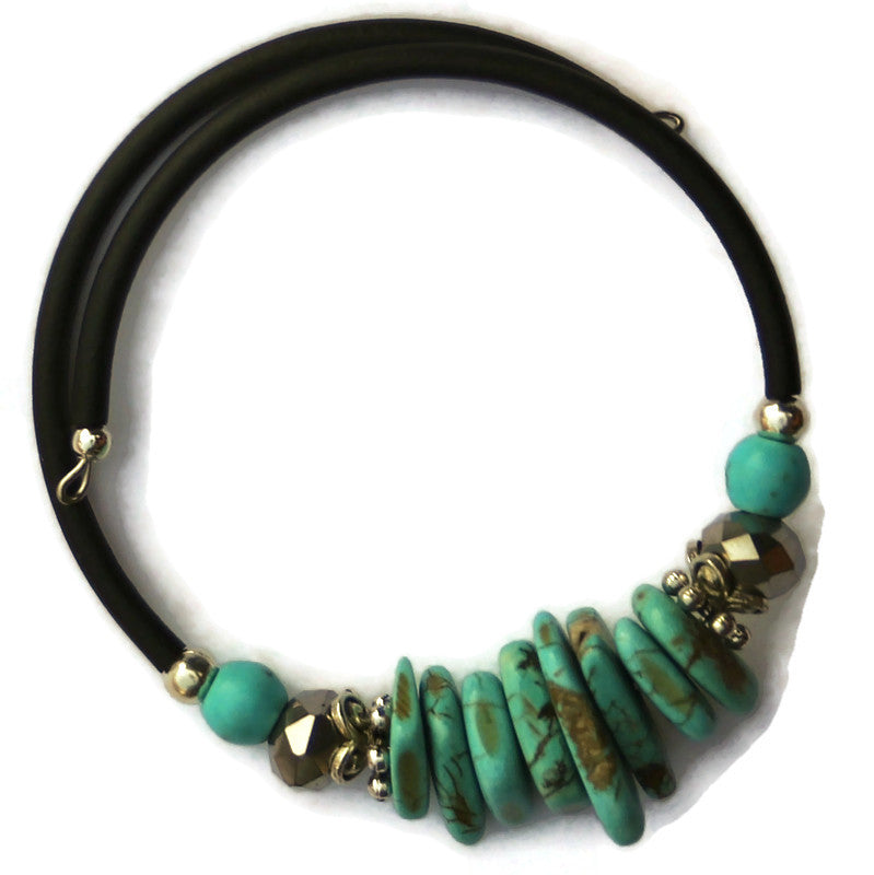 Wrap Bracelet & Earring Set - Turquoise Slices