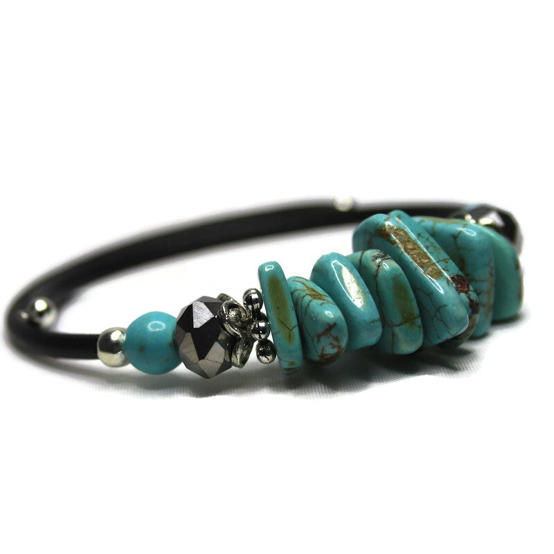 Wrap Bracelet & Earring Set - Turquoise Slices