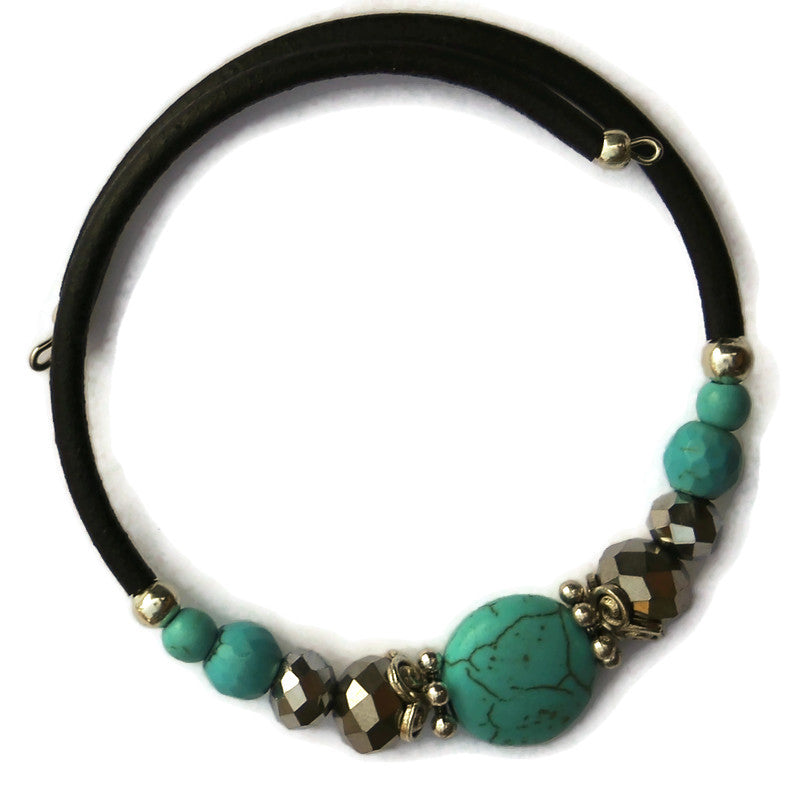 Wrap Bracelet & Earring Set - Turquoise