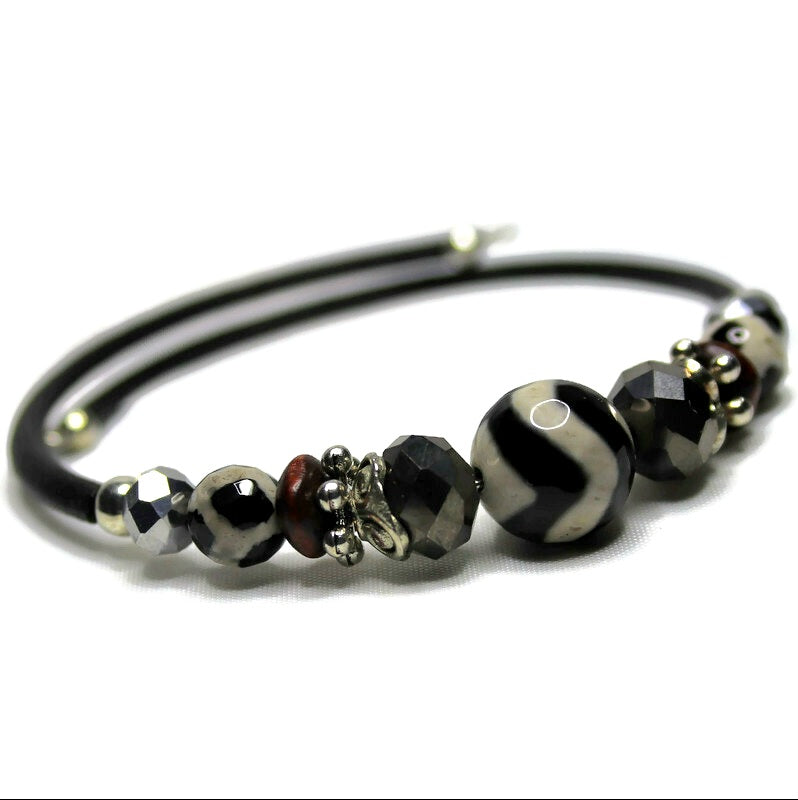 Wrap Bracelet & Earring Set - Dzi Agates