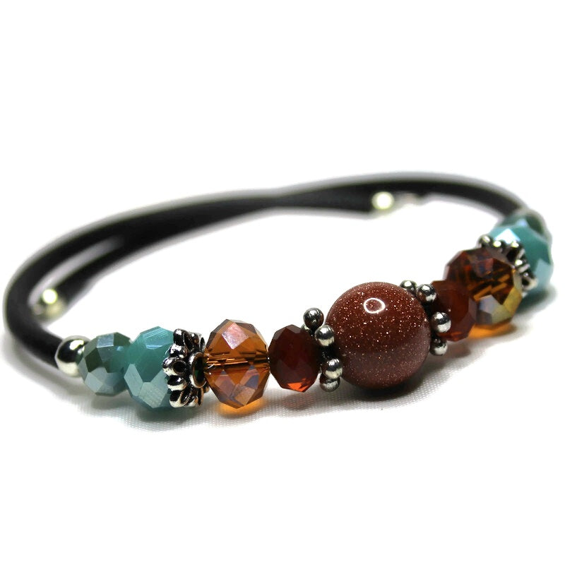 Wrap Bracelet & Earring Set - Goldstone