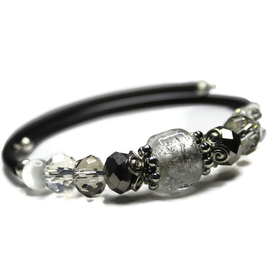 clear foil glass bead with coordinating glass beads wrap bracelet