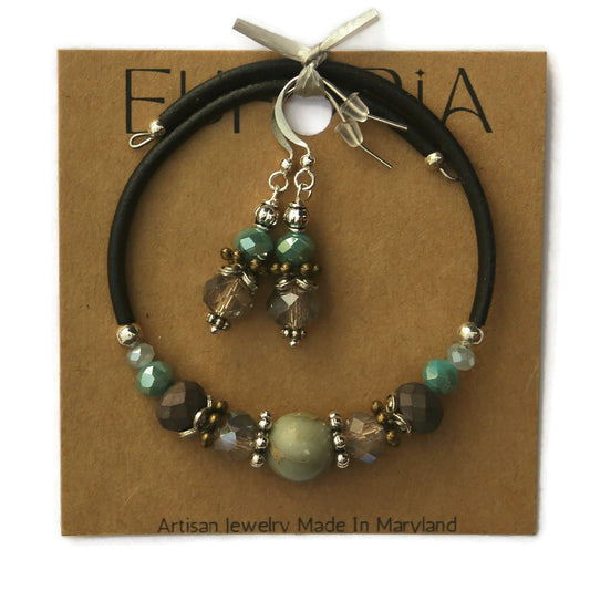 Wrap Bracelet & Earring Set - Impression Jasper