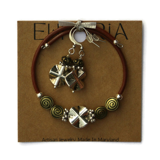 Wrap Bracelet & Earring Set - Mixed Metals