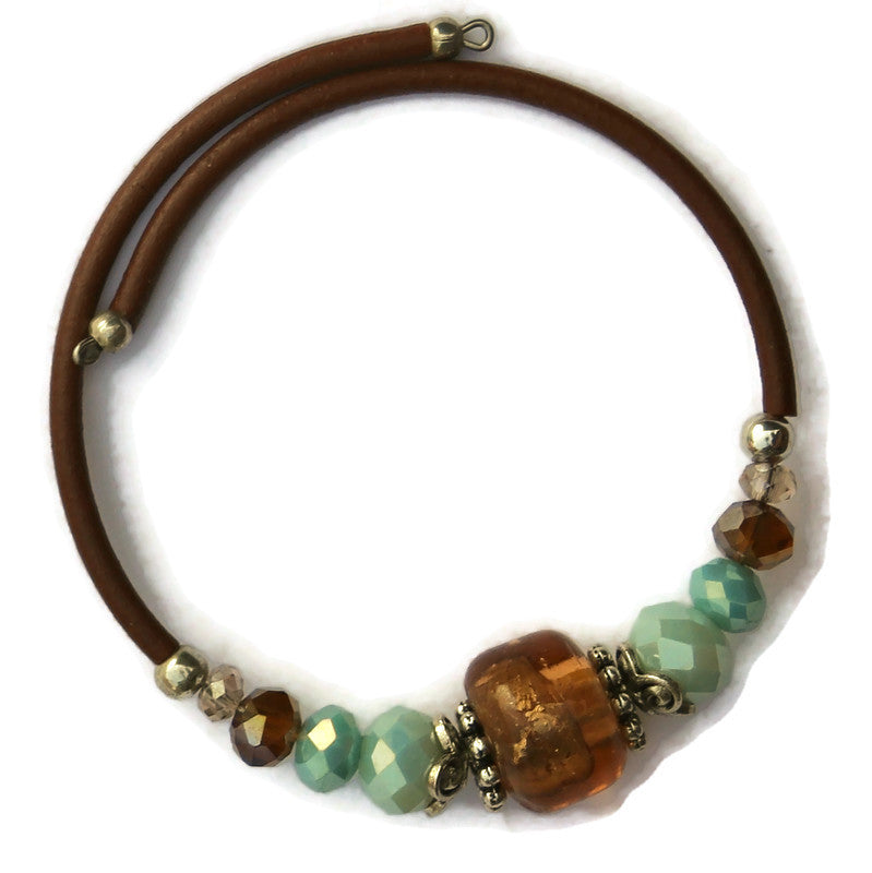 Wrap Bracelet - Rose Gold Foil Glass