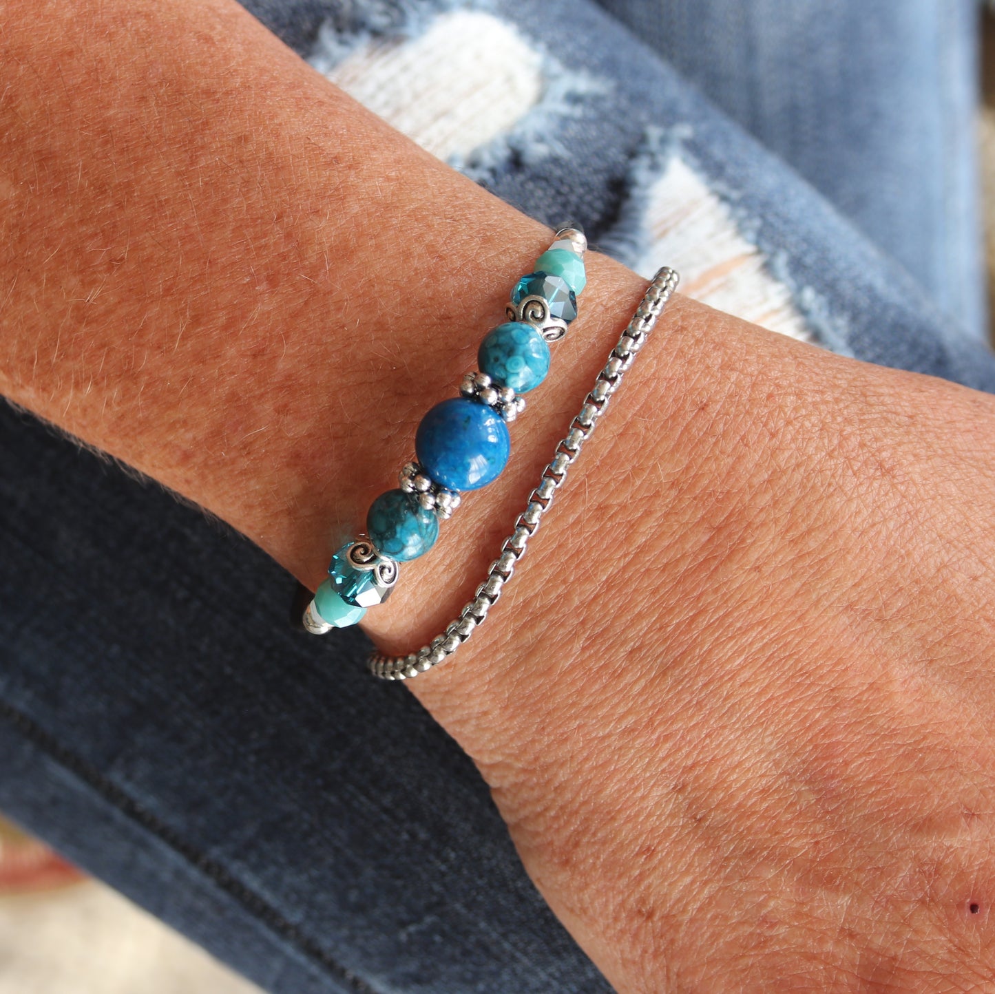 Wrap Bracelet - Teal Riverstone