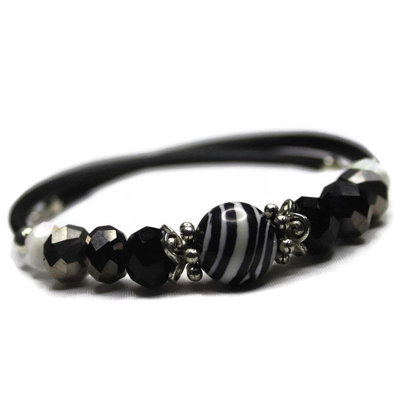 Wrap Bracelet & Earring Set - Zebra Acrylic
