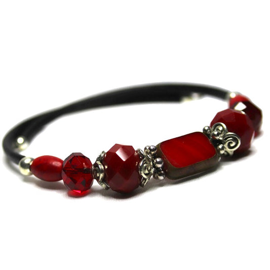 Wrap Bracelet - Red Czech Glass