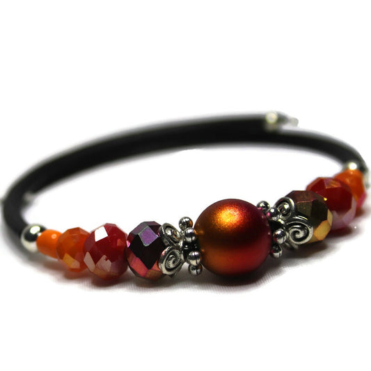 Wrap Bracelet - Iridescent Fire Orange Glass