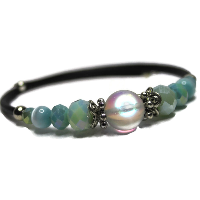 Wrap Bracelet & Earring Set - Rainbow Glow Glass