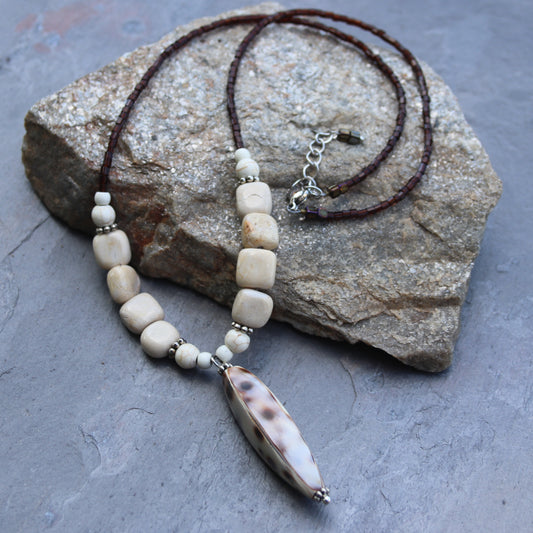 Tiger Cowrie Shell Pendant Necklace