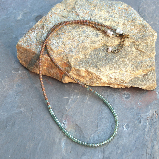Flash Necklace - Grey Matte Iris & Aqua