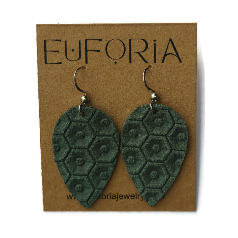 Small Teardrop Leather Earring - Spruce Beehive