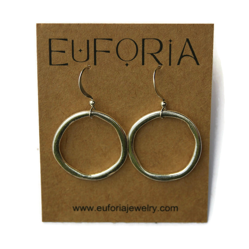 Organic Open Silver Circles Earrings