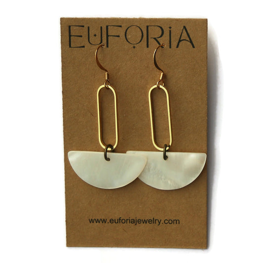Shell half circle dangle earrings