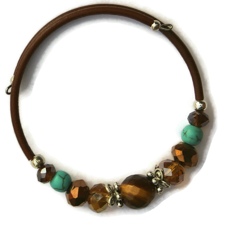 Wrap Bracelet & Earring Set - Tiger Eye and Turquoise