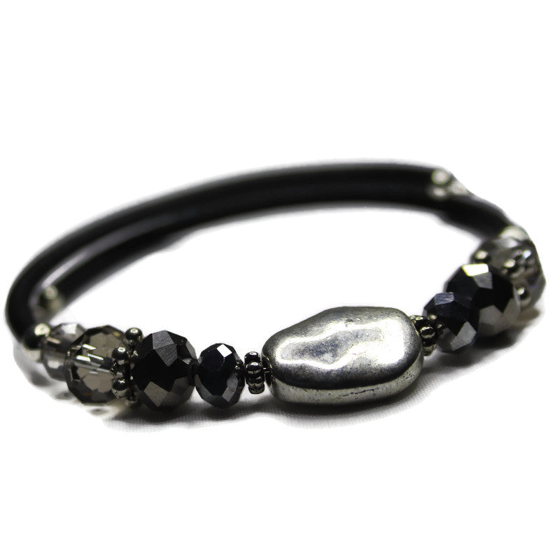 Wrap Bracelet & Earring Set - Organic Silver Oval