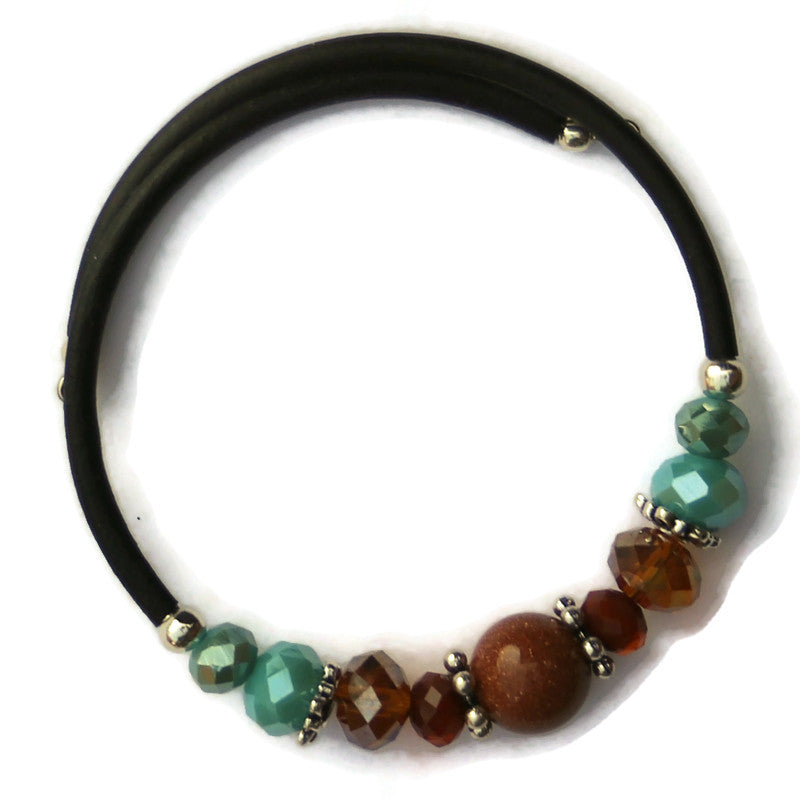 Wrap Bracelet & Earring Set - Goldstone