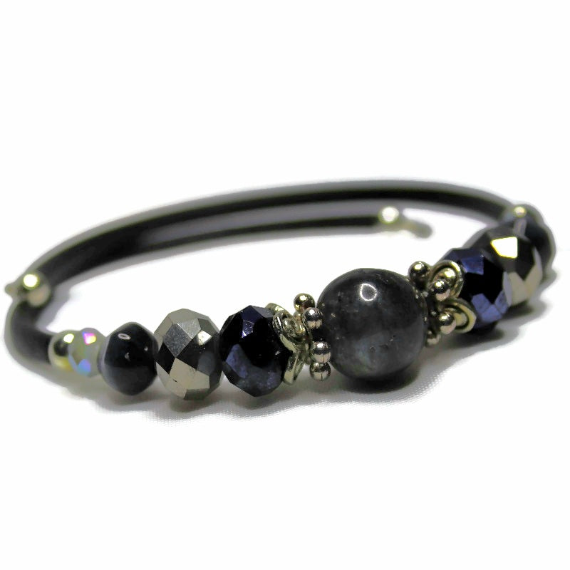 Wrap Bracelet & Earring Set - Larvikite
