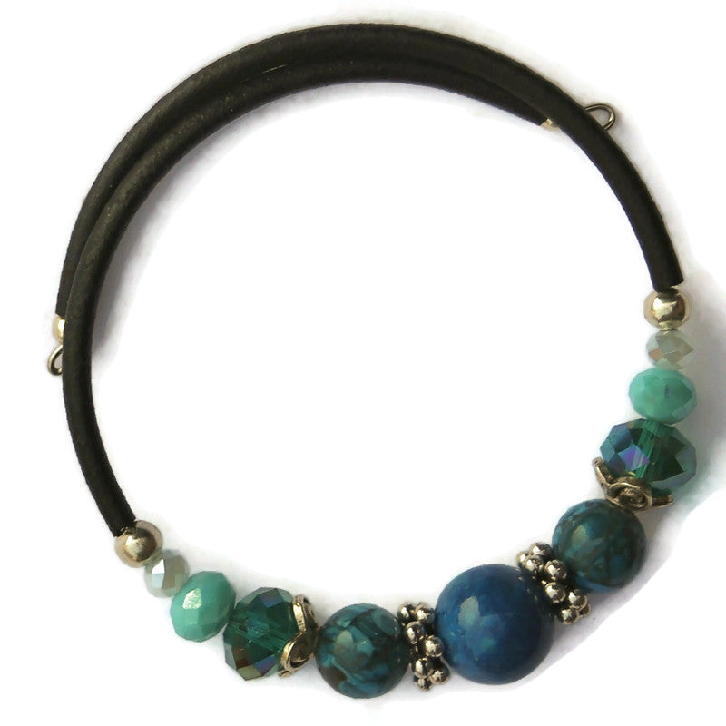 Wrap Bracelet & Earring Set - Teal Riverstone