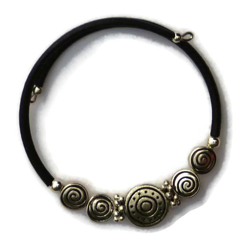 Wrap Bracelet & Earring Set- Silver Circles
