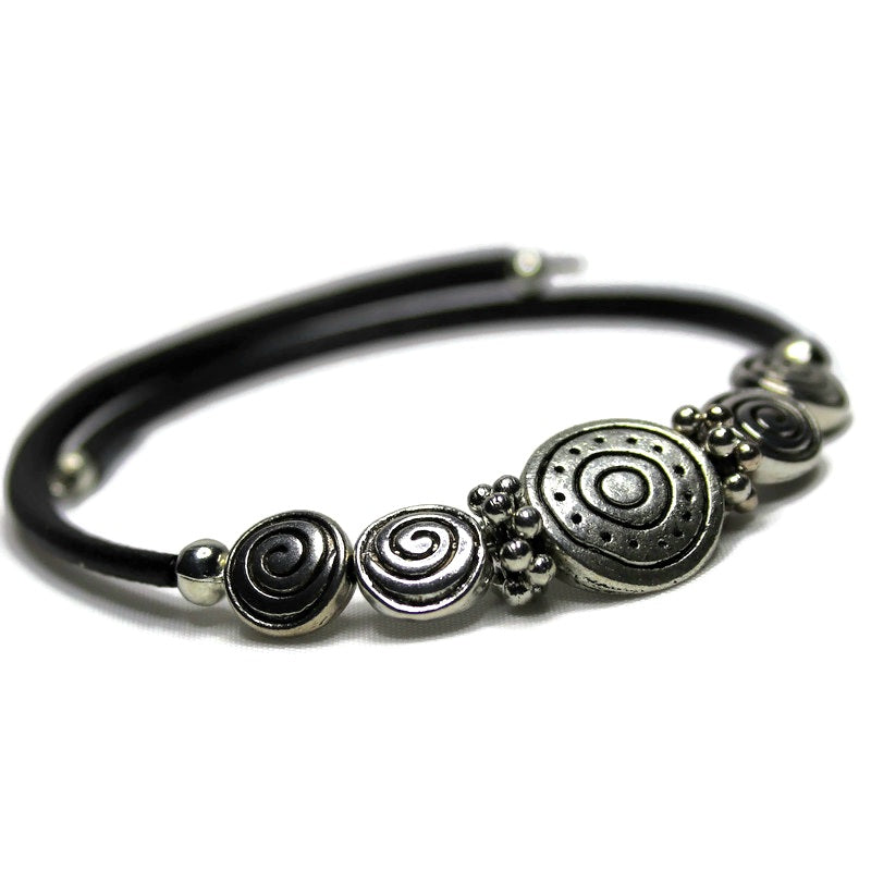 Wrap Bracelet & Earring Set- Silver Circles