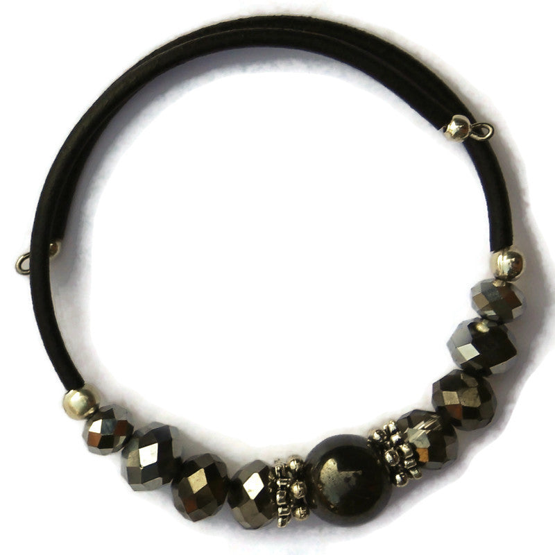 Wrap Bracelet & Earring Set - Magnetic Hematite