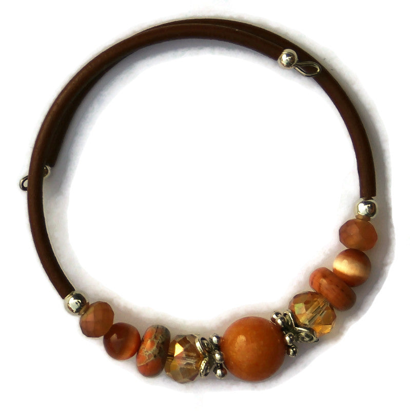 Wrap Bracelet - Burnt Orange Riverstone